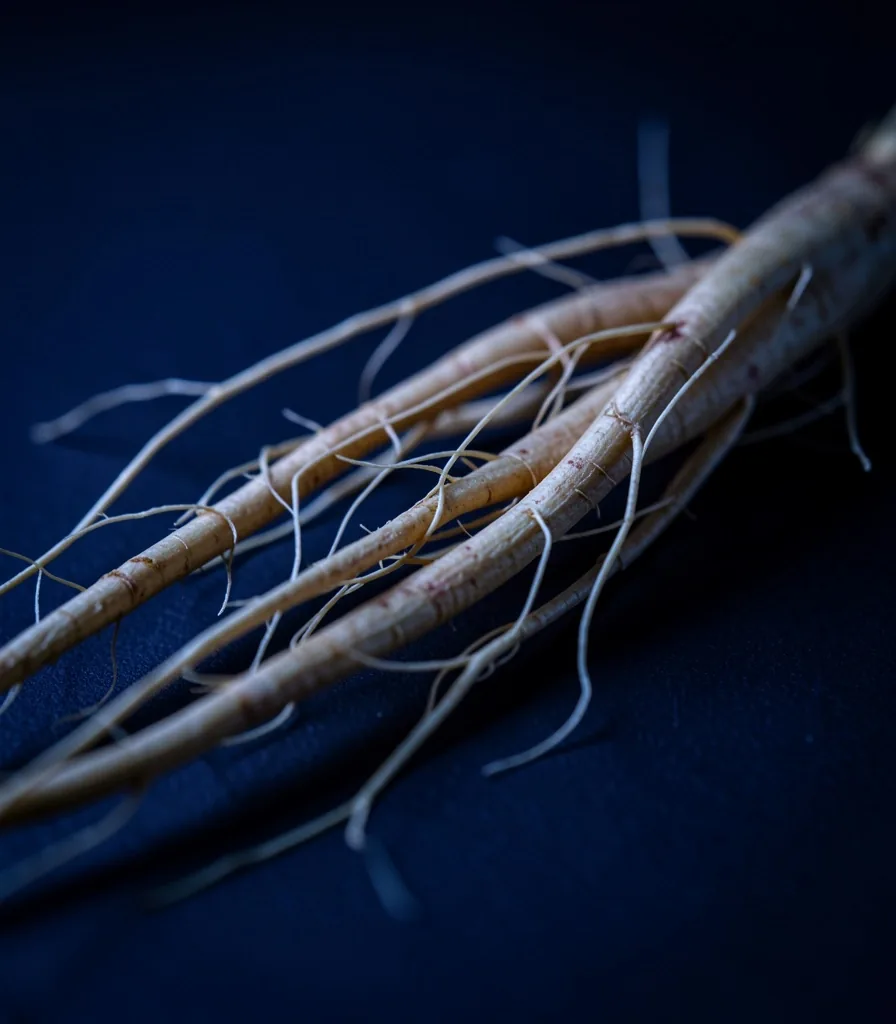 Ginseng root fibers macro photography